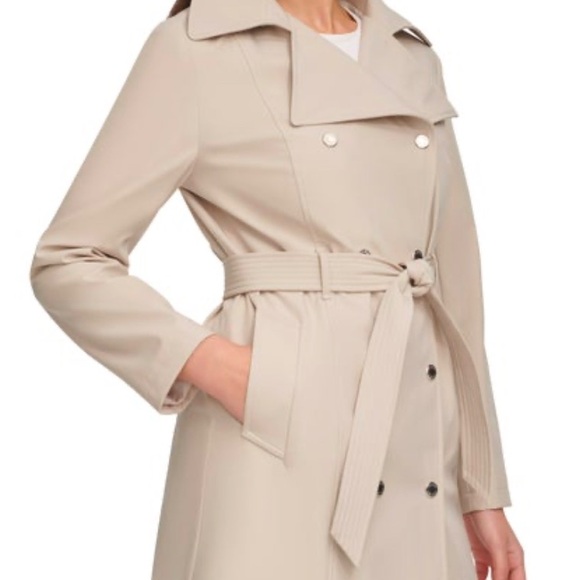 Calvin Klein Ladies' GREEN Medium Trench Coat New with tags - Picture 4 of 8